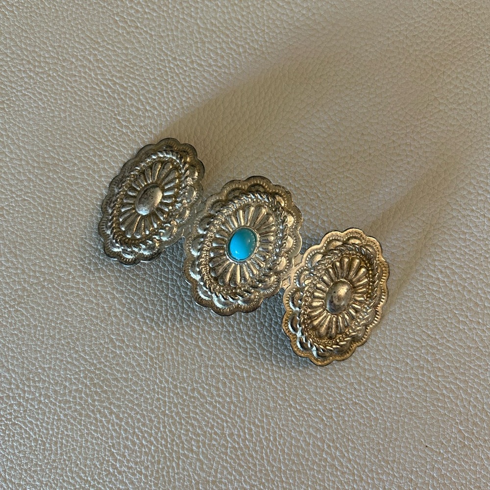 Silver Turquoise Bead Concho Hair Clip